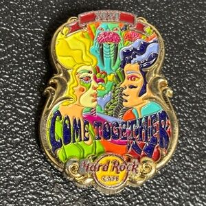 Hard Rock Cafe Psychedelic Art Pin Gold Accents Rare Collectible Come Together